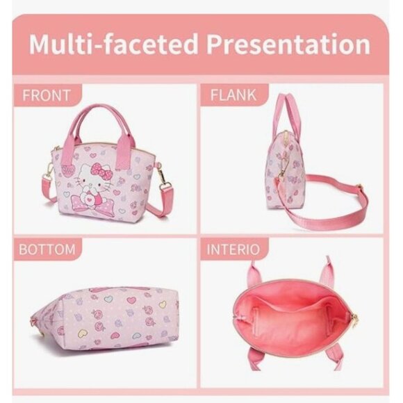 Hello Kitty Pink Canvas Messenger Bag for Women – Cute Shoulder Purse & Portable - Picture 2 of 4